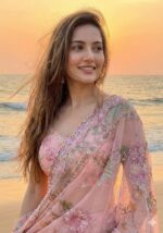 Peach Color Tabby Silk Fabric Sequence With Real Mirror Work Lehenga