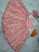 Peach Color Tabby Silk Fabric Sequence With Real Mirror Work Lehenga