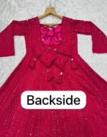 Pink Color Faux Blooming Fabric Sequence With Jari Work Sharara Suit