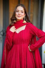 Pink Color Faux Blooming Fabric Sequence With Jari Work Sharara Suit