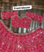 Pink Color Malai Satin Silk Fabric Sequence Work Bridal Lehenga