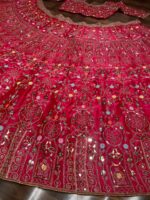 Pink Color Malai Satin Silk Fabric Sequence Work Bridal Lehenga