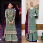 Pista Color Faux Georgette Fabric Embroidery Work Palazzo Suit