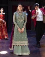 Pista Color Faux Georgette Fabric Embroidery Work Palazzo Suit