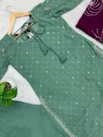 Pista Color Faux Georgette Fabric Embroidery Work Palazzo Suit