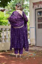 Purple Color Fendi Silk Fabric Sequence Work Suit