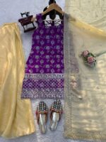 Purple Color Jacquard Fabric Sequence Work Palazzo Set