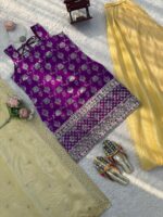 Purple Color Jacquard Fabric Sequence Work Palazzo Set