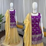 Purple Color Jacquard Fabric Sequence Work Palazzo Set