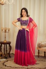 Purple Color Shaded Georgette Fabric Lehenga