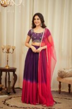 Purple Color Shaded Georgette Fabric Lehenga