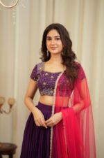 Purple Color Shaded Georgette Fabric Lehenga