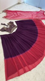 Purple Color Shaded Georgette Fabric Lehenga