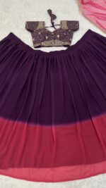 Purple Color Shaded Georgette Fabric Lehenga