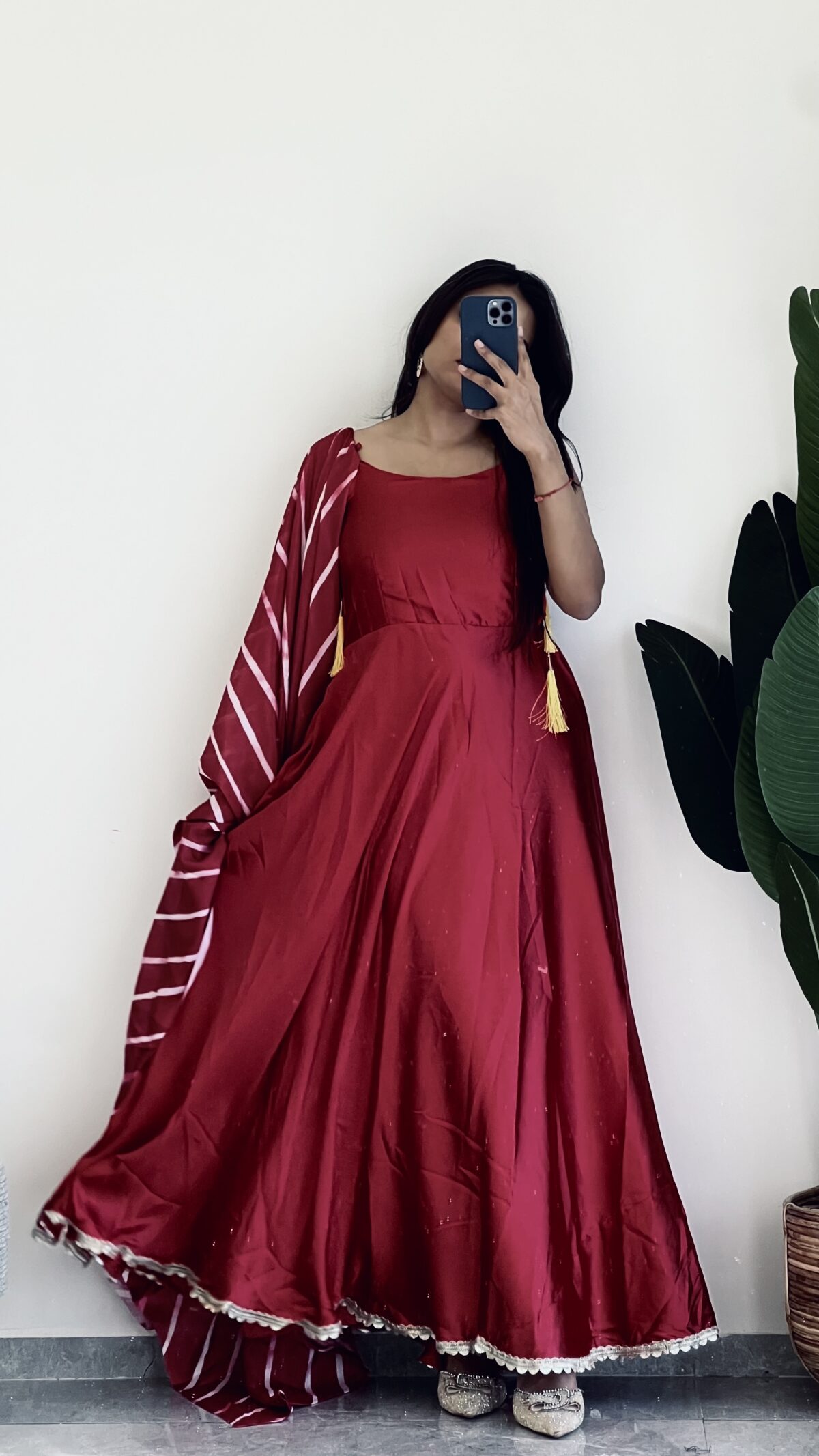 Rani Pink Color Japan Silk Fabric Gown