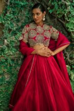 Rani Pink Color Roman Silk Fabric Sequence Work Lehenga