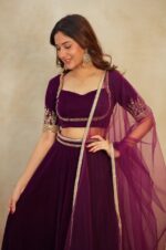 Rani Pink Color Velvet Fabric Sequence Work Lehenga