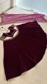 Rani Pink Color Velvet Fabric Sequence Work Lehenga