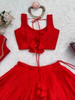 Red Color Chinon Silk Fabric Sequence Work Lehenga