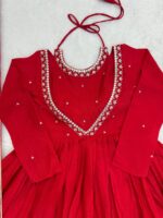 Red Color Chinon Silk Fabric Sequence Work Palazzo Set