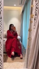 Red Color Chinon Silk Fabric Sequence Work Palazzo Set