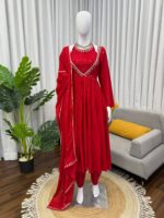 Red Color Chinon Silk Fabric Sequence Work Palazzo Set