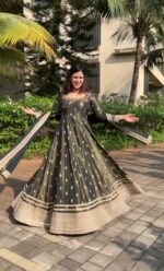 Special For Eid Mehandi Color Chinon Silk Fabric Sequence Work Anarkali Suit