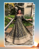 Special For Eid Mehandi Color Chinon Silk Fabric Sequence Work Anarkali Suit