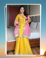 Special For Haldi Yellow Color Chinon Silk Fabric Sequence With Jari Work Sharara Set