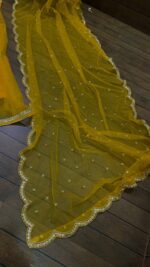 Special For Haldi Yellow Color Ruffle Net Fabric Paper Mirror Work Lehenga