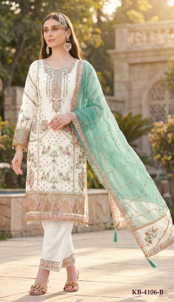 White Color Faux Georgette Fabric Sequence With Khatli Work Eid Special Pakistani Suit