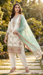 White Color Faux Georgette Fabric Sequence With Khatli Work Eid Special Pakistani Suit