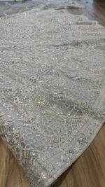 White Color Net Fabric Sequence With Thread Work Lehenga