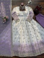White Color Star Georgette Fabric Sequence Work Dual Shade Anarkali Suit