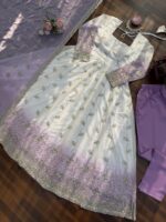 White Color Star Georgette Fabric Sequence Work Dual Shade Anarkali Suit