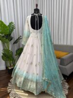 White Color Star Georgette Fabric Sequence Work Dual Shade Anarkali Suit