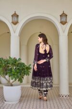 Wine Color Crunchy Silk Fabric Sequence Work Anarkali Suit