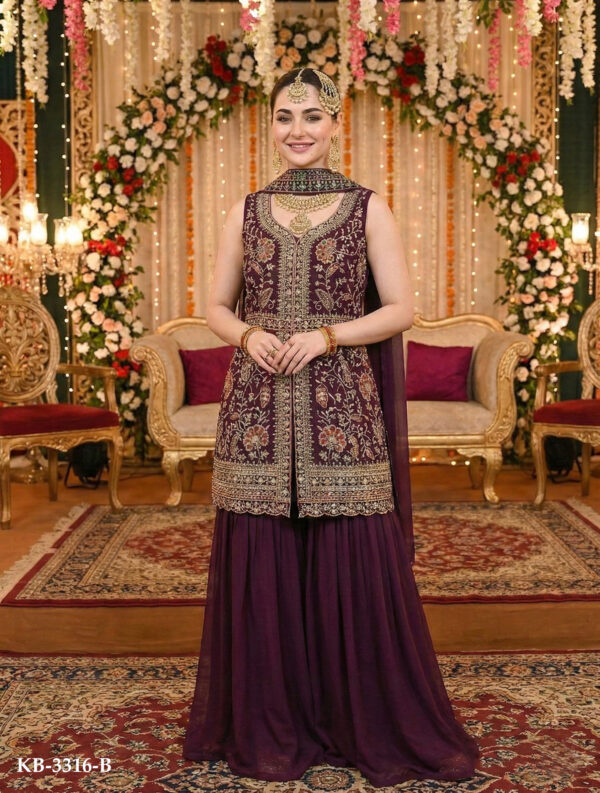 Wine Color Star Georgette Fabric Sequence Work Eid Special Suit