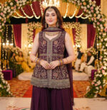 Wine Color Star Georgette Fabric Sequence Work Eid Special Suit