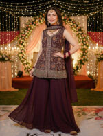 Wine Color Star Georgette Fabric Sequence Work Eid Special Suit