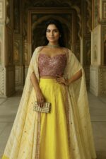 Yellow Color Kasturi Slub Silk Fabric Haldi Special Koti Style Lehenga
