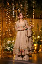 Beige Color Soft Crunchy Silk Fabric Sequence Work Sharara Gown