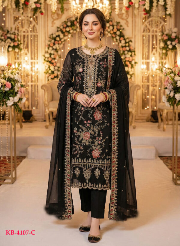 Black Color Chiffon Fabric Sequence With Khatli Work Eid Special Pakistani Suit