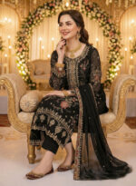 Black Color Chiffon Fabric Sequence With Khatli Work Eid Special Pakistani Suit