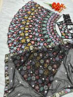 Black Color Faux Georgette Fabric Sequence Work Lehenga