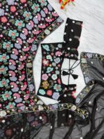 Black Color Faux Georgette Fabric Sequence Work Lehenga