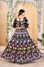 Black Color Faux Georgette Fabric Sequence Work Lehenga
