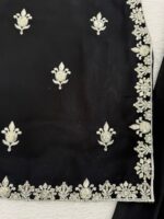 Black Color Faux Georgette Fabric Thread With Sequence Work Palazzo Suit