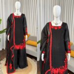 Black Color Fendi Silk Fabric Thread With Sequence Work Palazzo Suit