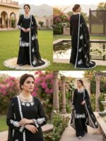 Black Color Fendi Silk Fabric Thread With Sequence Work Palazzo Suit